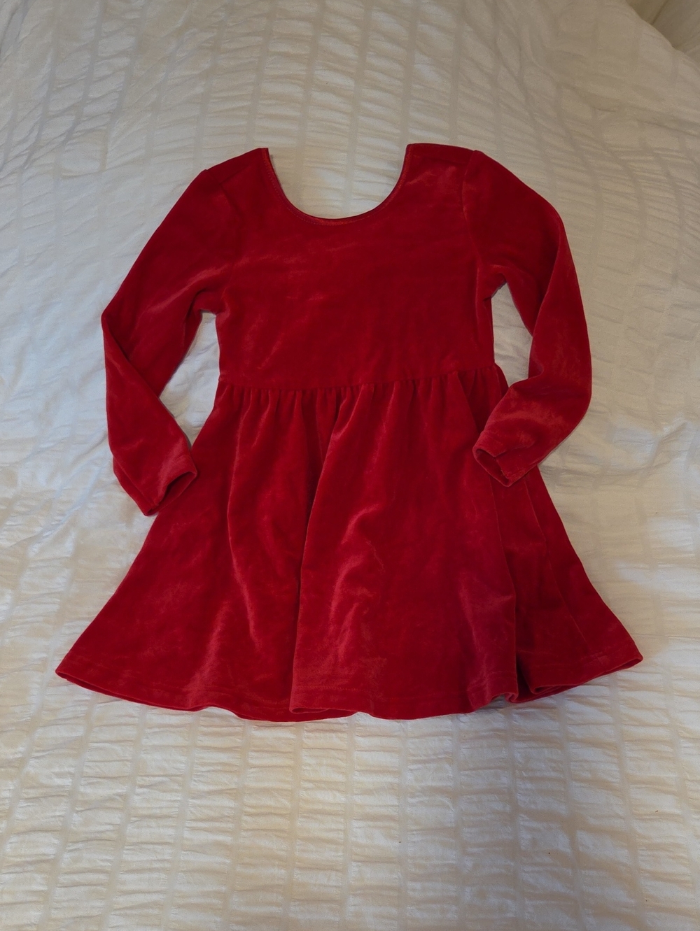 Toddler Girls' 3T Red Velvet Long-Sleeve Dress